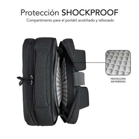 Mochila para portatil subblim traveller airpadding 15.6 pulgadas gris