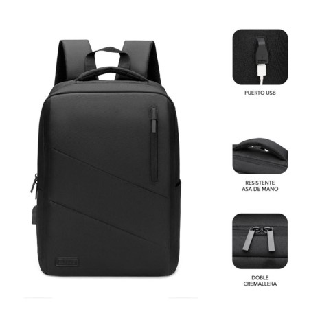 Mochila subblim city backpack para portatil 15.6 pulgadas negro