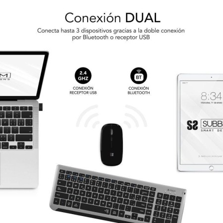 Teclado y Ratón Inalámbrico Subblim Combo Dual Prestige Extendido