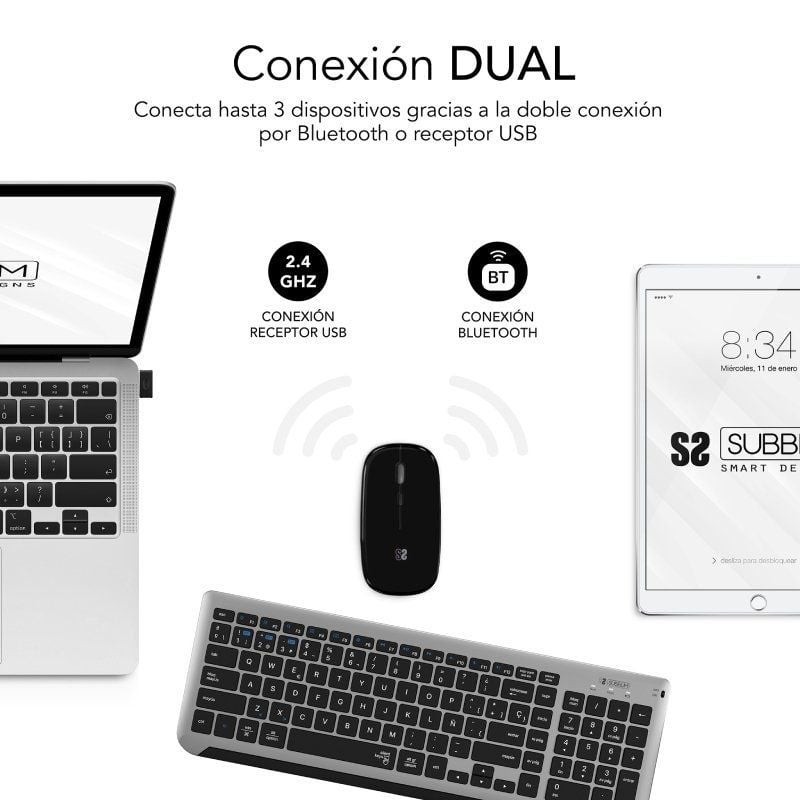 Teclado y Ratón Inalámbrico Subblim Combo Dual Prestige Extendido