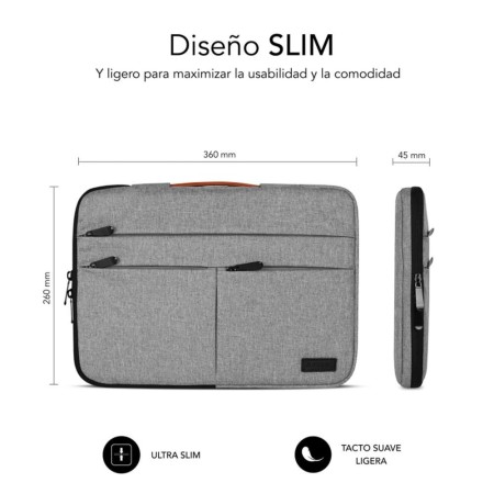 Funda subblim air padding 360 sleeve para portatil 13.3 pulgadas - 14 pulgadas gris