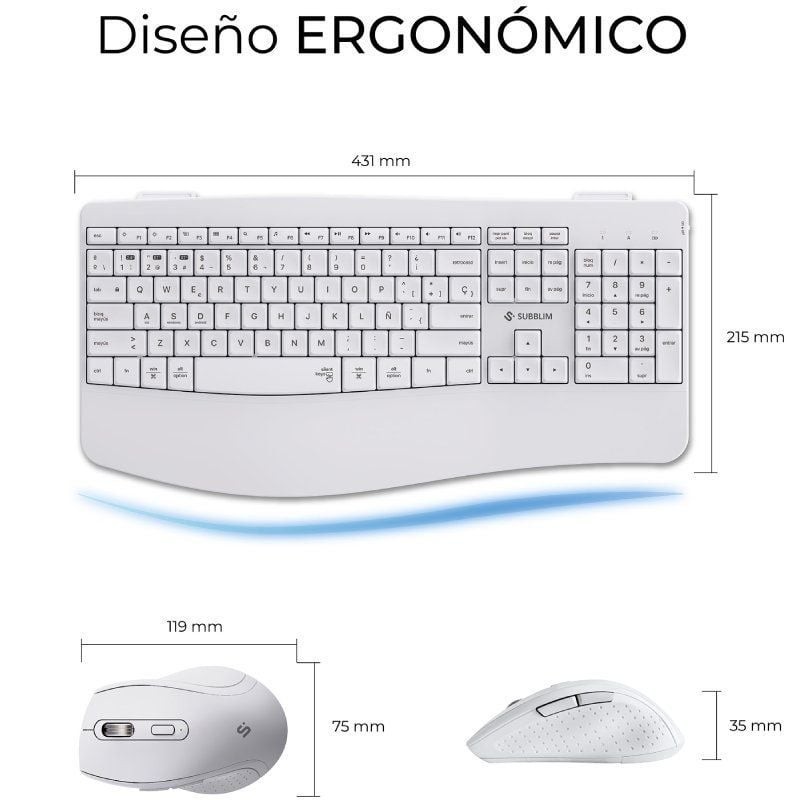 Teclado y Ratón Inalámbrico Subblim Combo Dual Office Prowave/ Blanco
