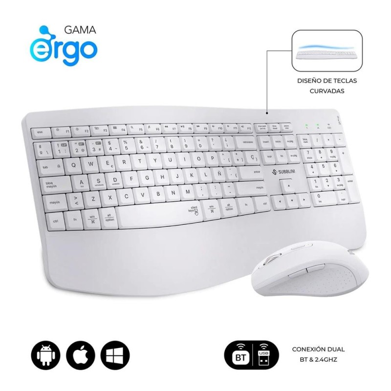 Teclado y Ratón Inalámbrico Subblim Combo Dual Office Prowave/ Blanco