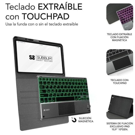 Funda con Teclado Subblim KeyTab Pro BT para Tablet iPad 10.9″ 10a Gen/ Negra