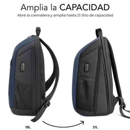 Mochila Subblim Xpand Air Padding Backpack para Portátiles hasta 15.6″/ 21L/ Puerto USB/ Azul