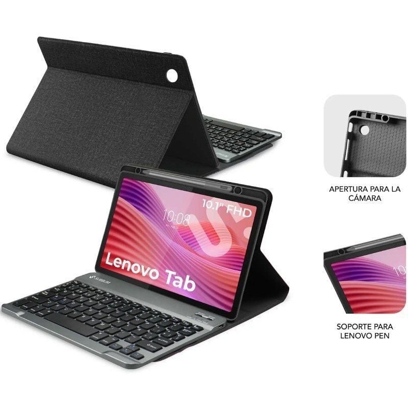 Funda con Teclado Subblim Shock Case Lenovo Tab 10.1″ 2025/ Negra