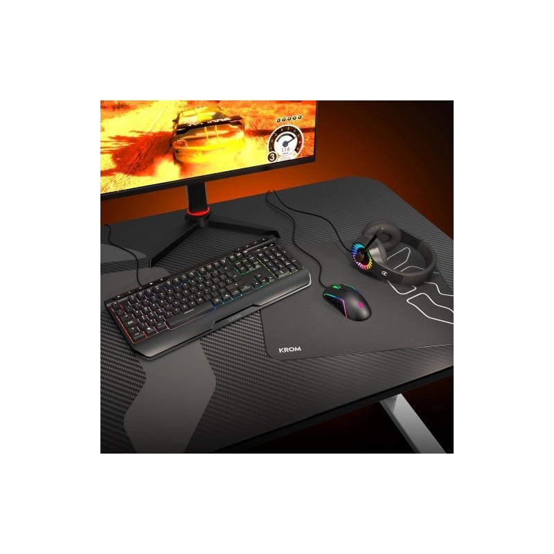 Pack krom kenya raton + teclado + alfombrilla + auriculares gaming