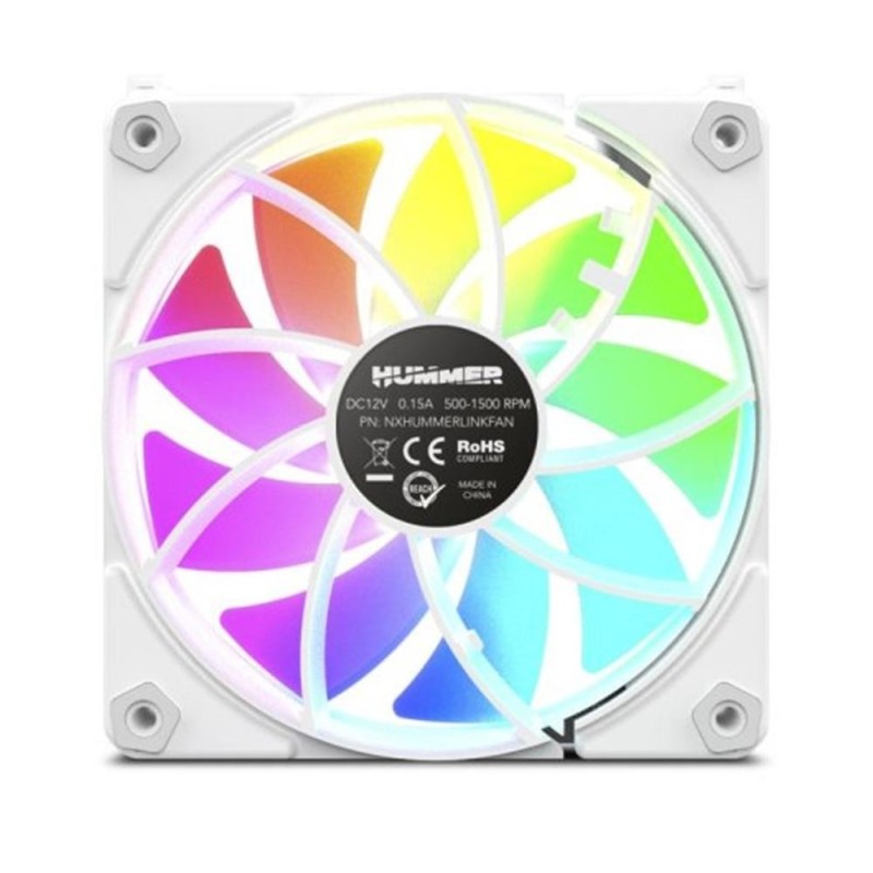 Ventilador Nox Easy Link/ ARGB/ 12cm/ Blanco