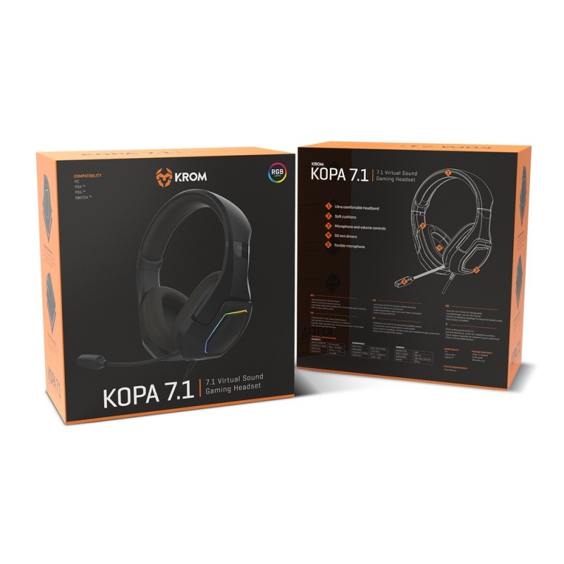 Auriculares Gaming con Micrófono Krom Kopa 7.1/ USB 2.0/ Negros
