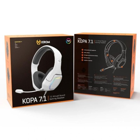 Auriculares Gaming con Micrófono Krom Kopa 7.1/ USB 2.0/ Blancos