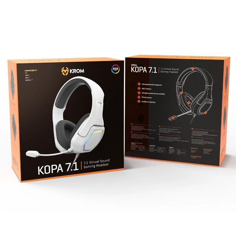 Auriculares Gaming con Micrófono Krom Kopa 7.1/ USB 2.0/ Blancos
