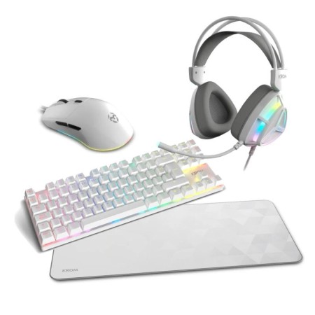 Pack Gaming Krom Klass/ Teclado RGB + Ratón Óptico RGB + Alfombrilla + Auriculares RGB