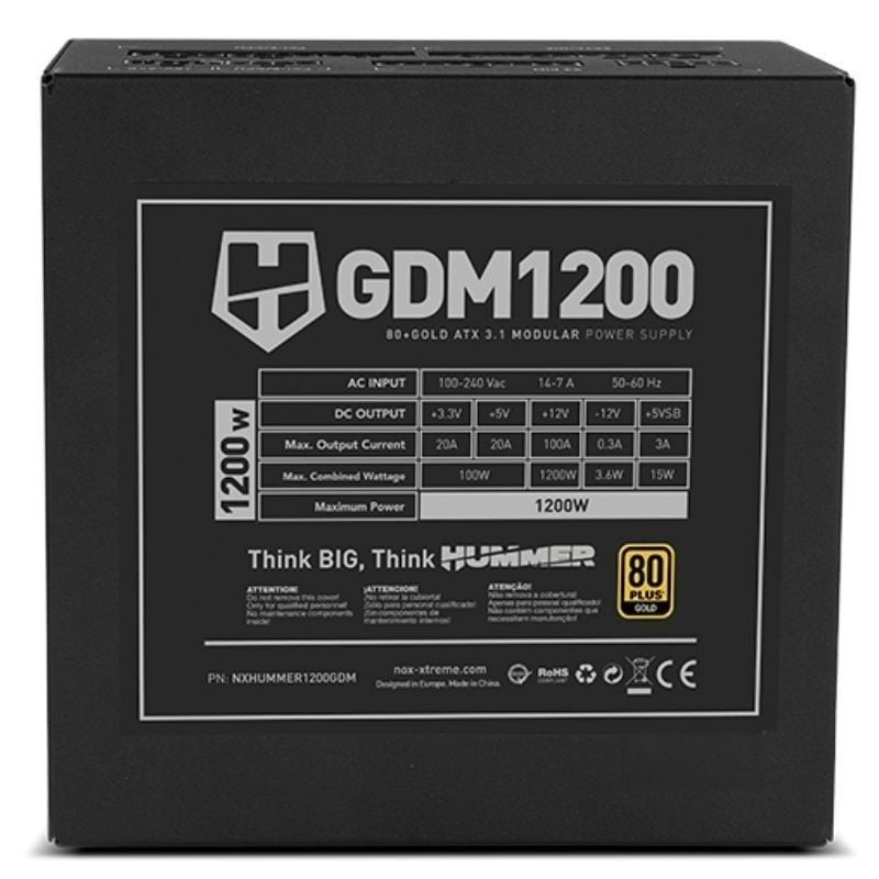 Fuente alimentacion nox hummer gdm1200w gaming atx 1200w