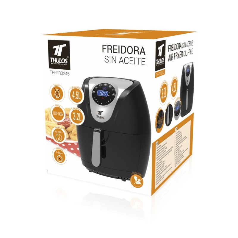 Freidora de aire airfryer sin aceite thulos th - fr3245 1400w 4.5l con cesta 3.2l