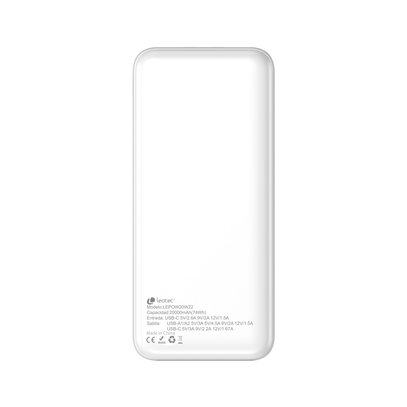 Powerbank leotec pd20w 20000mah blanco