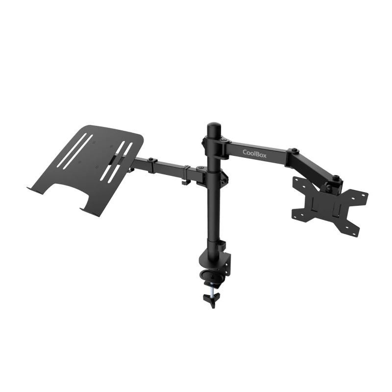 COOLBOX Soporte Monitor+Portátil Monobrazo Acero