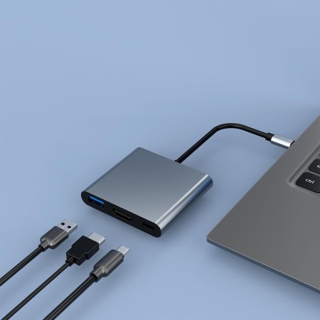 Minidock coolbox c31 aluminio usb - c a hdmi 4k - usb - a - usb - c 3.2 gen1 pc - mac - consolas