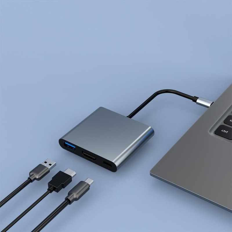 Minidock coolbox c31 aluminio usb - c a hdmi 4k - usb - a - usb - c 3.2 gen1 pc - mac - consolas