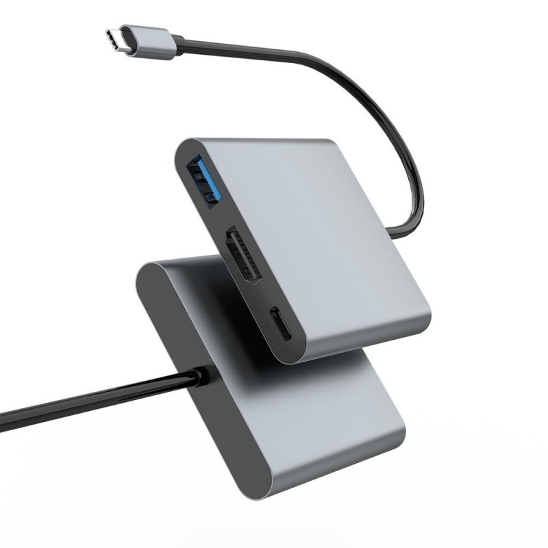 Minidock coolbox c31 aluminio usb - c a hdmi 4k - usb - a - usb - c 3.2 gen1 pc - mac - consolas