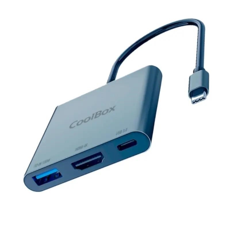 Minidock coolbox c31 aluminio usb - c a hdmi 4k - usb - a - usb - c 3.2 gen1 pc - mac - consolas