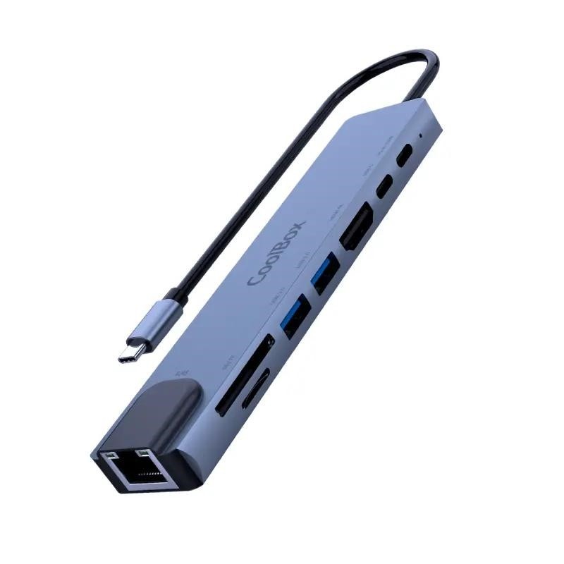 Minidock coolbox c81 aluminio usb - c a hdmi 4k - 2xusb - a - pd 100w - usb - c - sd - microsd - rj45