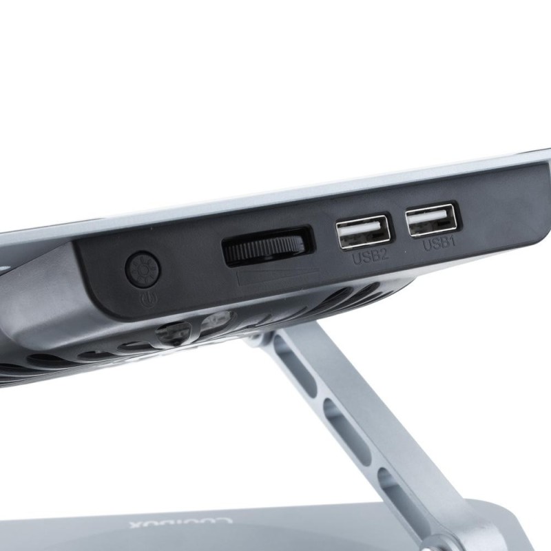 Soporte - base refrigeracion para portatil coolbox coolair 1vrgb ajustable haste 17 pulgadas gris plata