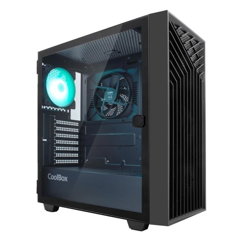 Caja ordenador gaming coolbox ga300 grid line atx argb cristal templado negro