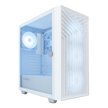 Caja ordenador gaming coolbox ga300 grid line atx argb cristal templado blanco