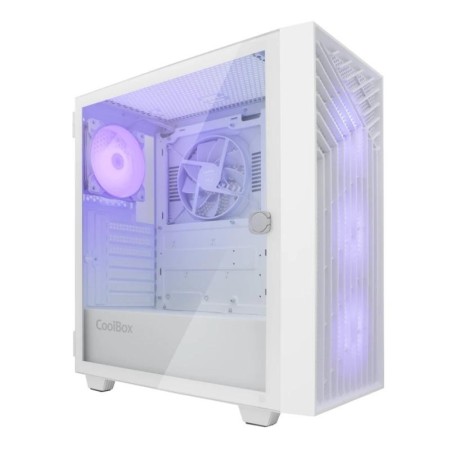 Caja ordenador gaming coolbox ga300 grid line atx argb cristal templado blanco