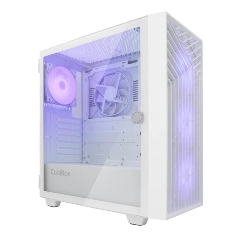 Caja ordenador gaming coolbox ga300 grid line atx argb cristal templado blanco