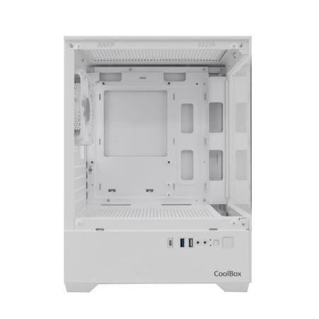 Caja ordenador gaming coolbox gm200 vision lite matx argb cristal templado blanco