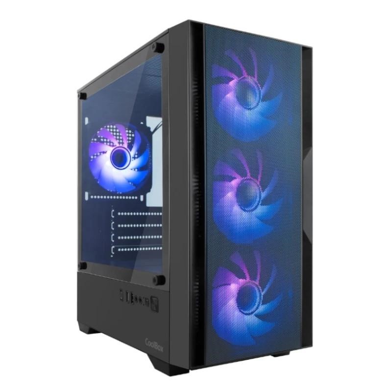 Caja ordenador gaming coolbox gm220 mpfusion matx arg cristal templado negra