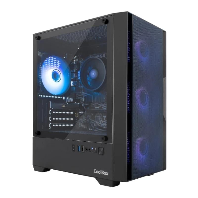 Caja ordenador gaming coolbox gm220 mpfusion matx arg cristal templado negra