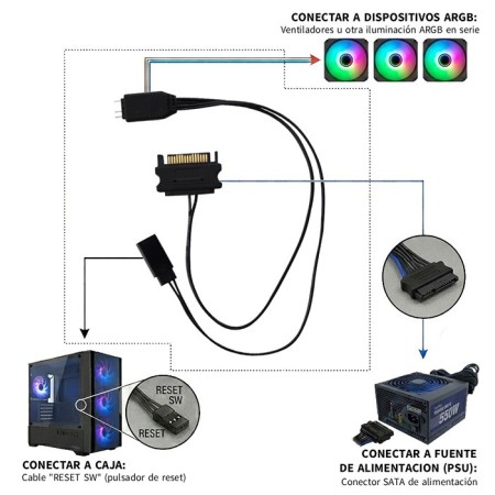 Controladora argb mini coolbox para ventilador gaming
