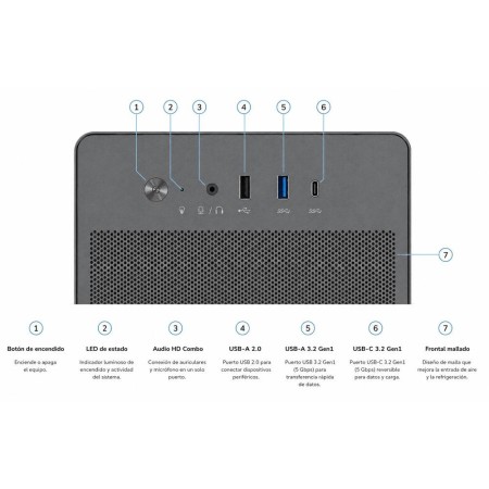Caja ordenador coolbox m100 matx frontal rejilla negro usb 3.2