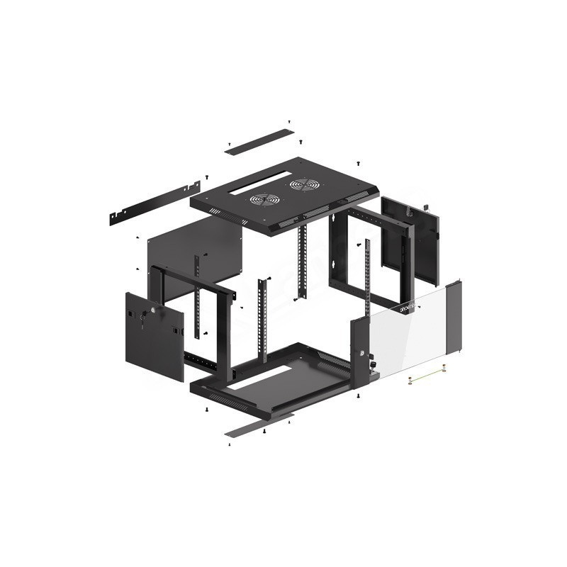 Armario rack phoenix 6u 600x450x368 auto - ensamblado 19″ hasta 60 kg negro