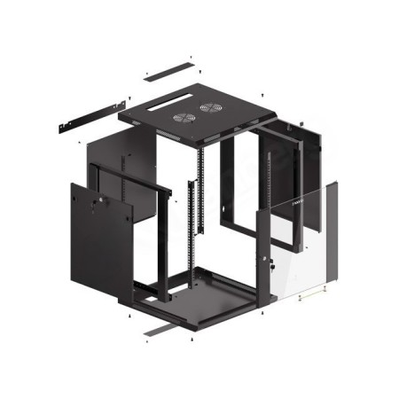 Armario rack phoenix 9u 600x600x501 auto - ensamblado 19″ hasta 60 kg negro