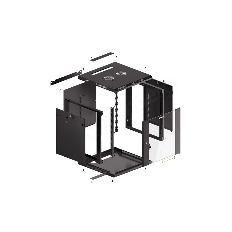 Armario rack phoenix 9u 600x600x501 auto - ensamblado 19″ hasta 60 kg negro