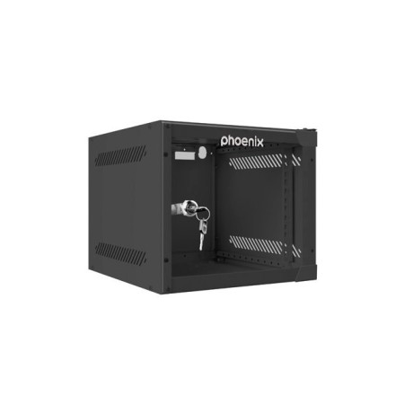 Armario rack phoenix 4u 280x310x247 mural 10″ hasta 20 kg negro