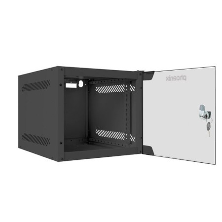 Armario rack phoenix 4u 280x310x247 mural 10″ hasta 20 kg negro