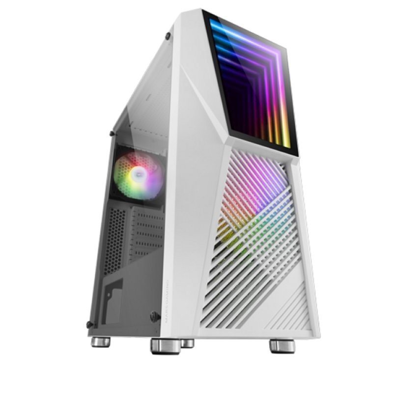 Caja ordenador mars gaming mc777w blanco atx 1 x usb 3.0 2 x usb 2.0 2 x 120mm frgb