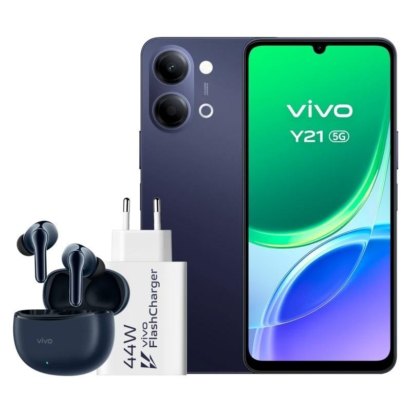 Smartphone Vivo Y21 4GB/ 256GB/ 6.74″/ 5G/ Negro/ Incluye Cargador + Auriculares