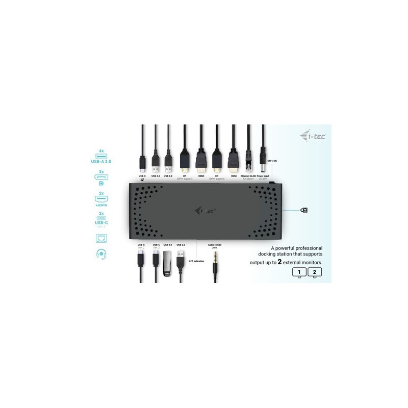 Docking station i - tec cadua4kdockpdl2 dp x2 - hdmi x2 - rj45 - usb - c x3