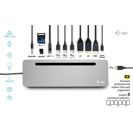 Dock i - tec usb - c ergo 3x lcd metal ergonomico 4k dock pd 100 w