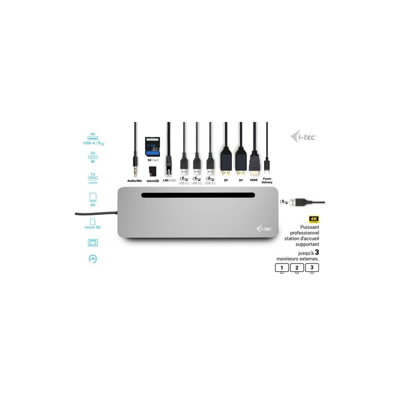 Dock i - tec usb - c ergo 3x lcd metal ergonomico 4k dock pd 100 w