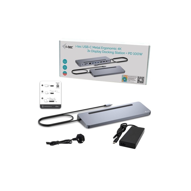 Dock i - tec usb - c ergo 3x lcd metal ergonomico 4k dock pd 100 w