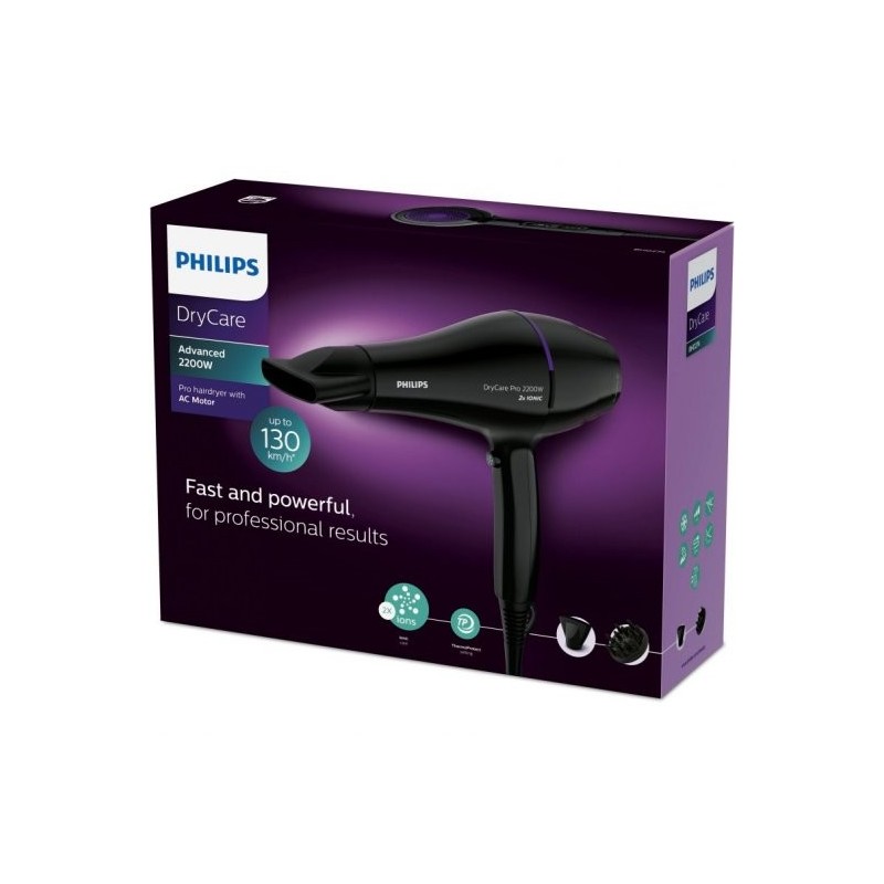 Secador de pelo philips drycare advanced pro 2200w ionizador x2 - frio - boq.9mm - cable 1.8m - 6 posiciones