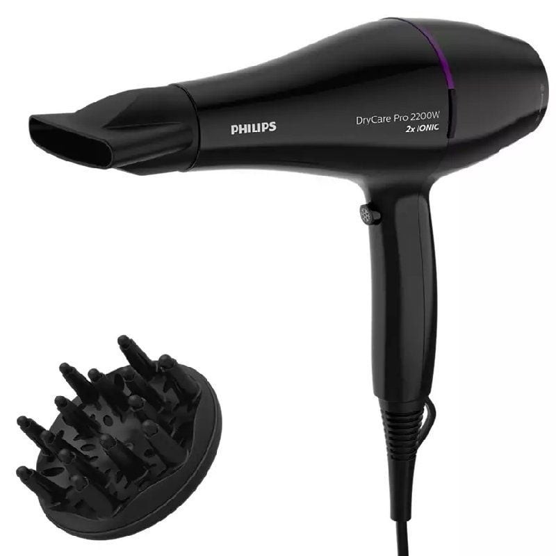 Secador de pelo philips drycare advanced pro 2200w ionizador x2 - frio - boq.9mm - cable 1.8m - 6 posiciones