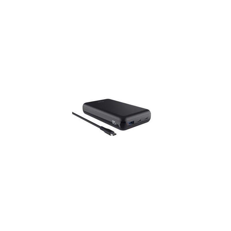 Batería Externa/Powerbank Trust Laro 20000mAh/ 100W/ Negra/ Compatible con Portátiles