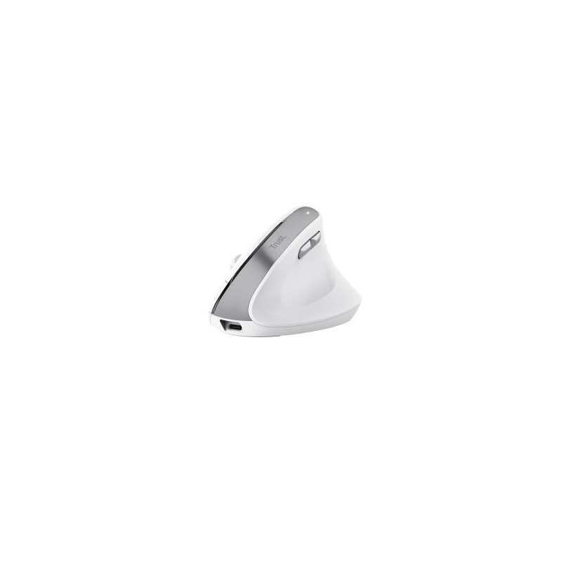 Ratón Vertical Inalámbrico Trust Bayo II/ Batería recargable/ Hasta 2400 DPI/ Blanco